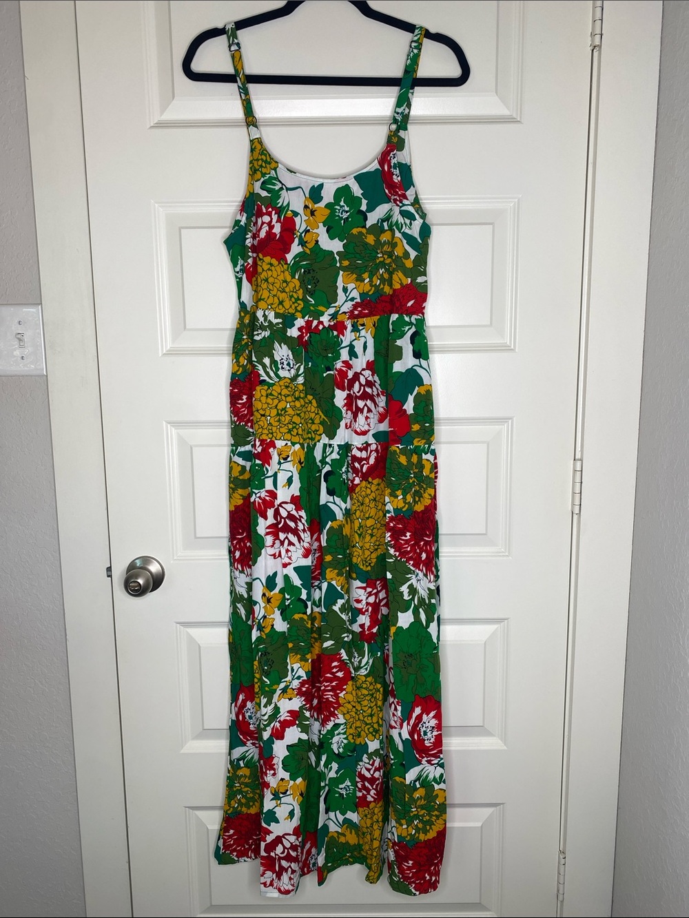 Floral Maxi Sundress in Green, Red & Yellow